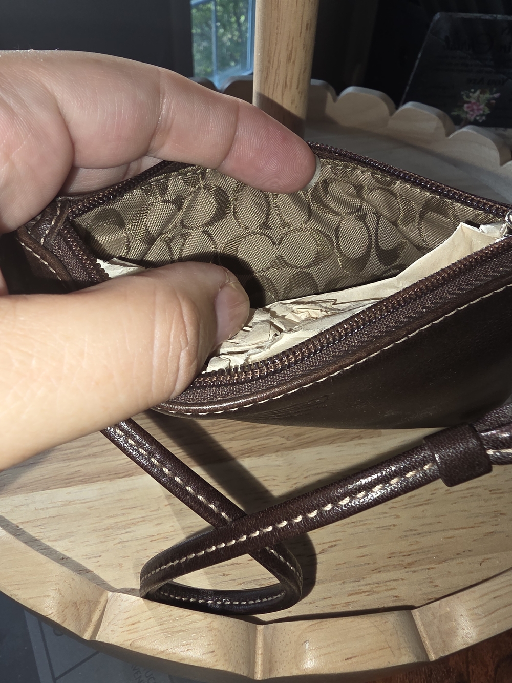 Coach Brown Leather Wristlet Pouch - Picture 5 of 7